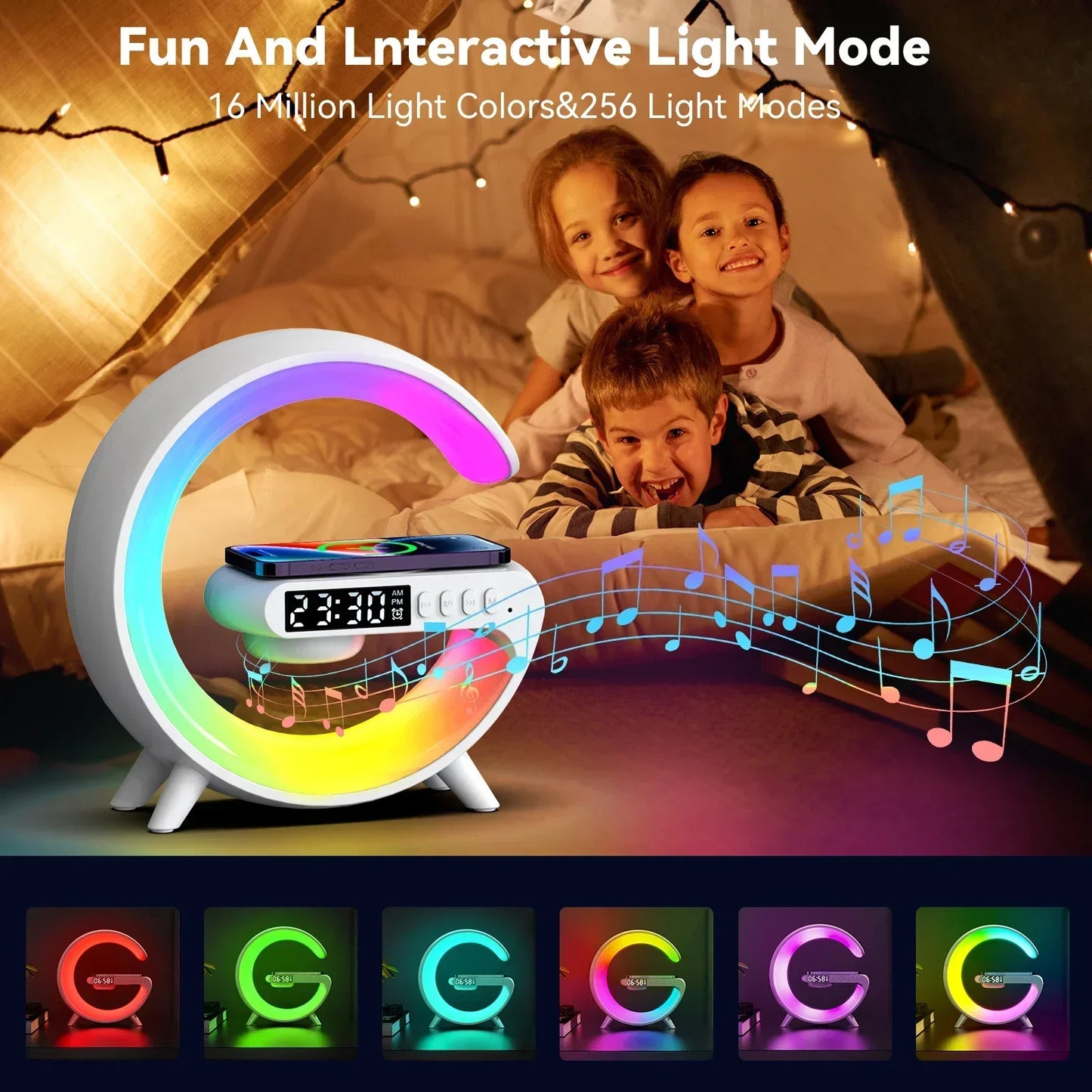 Smart LED Alarm Clock with Wireless Charging & Bluetooth Speaker