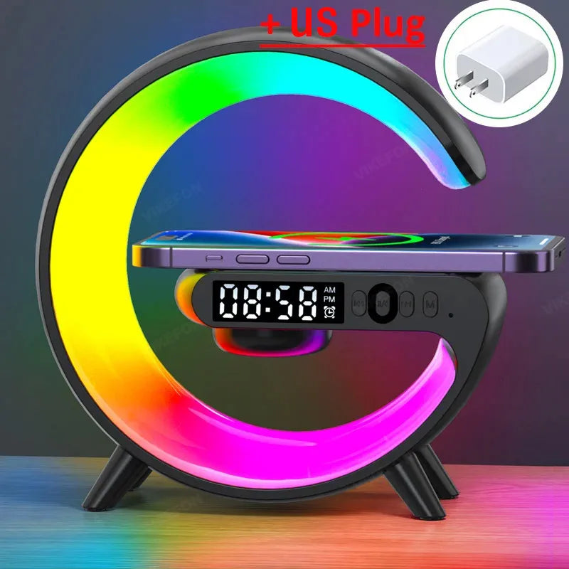 Smart LED Alarm Clock with Wireless Charging & Bluetooth Speaker