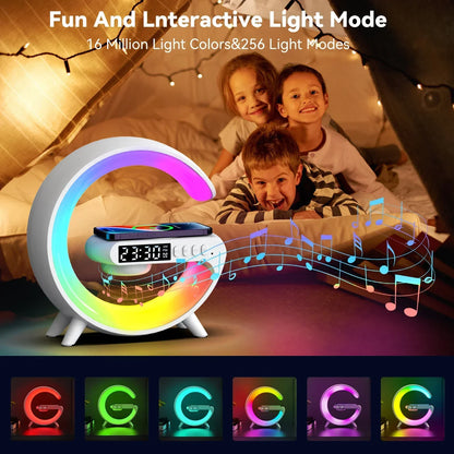 Smart LED Alarm Clock with Wireless Charging & Bluetooth Speaker